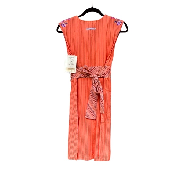 White Label Johnny Was Orange 3 J Workshop Sleeveless Dress with Large Butterfly - Picture 4 of 15